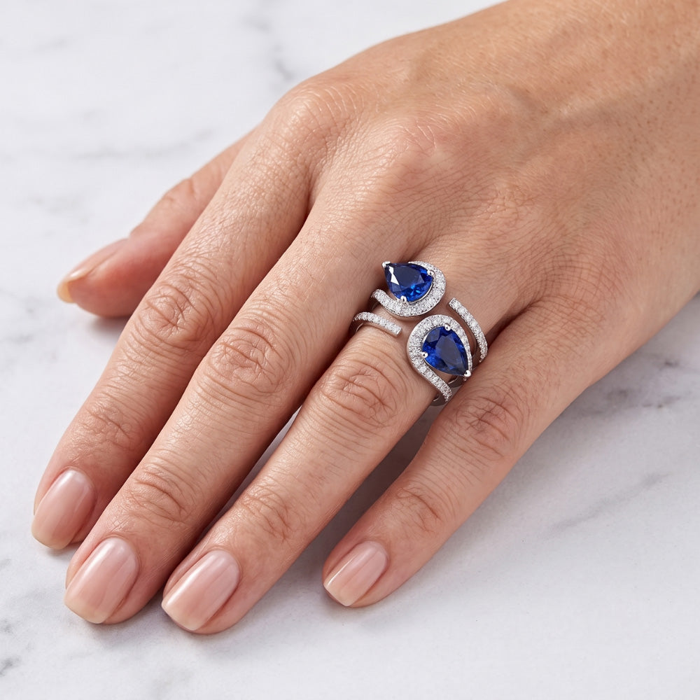 Natural Sapphire Ring 3.50ct - White Gold 14K