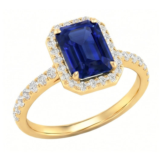 Natural Sapphire Ring 3.50ct - Yellow Gold 14K