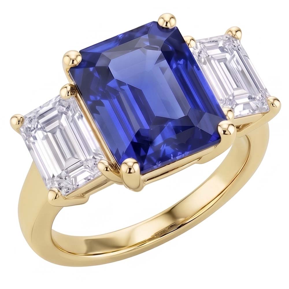 Natural Sapphire Ring 3.50ct - Yellow Gold 14K