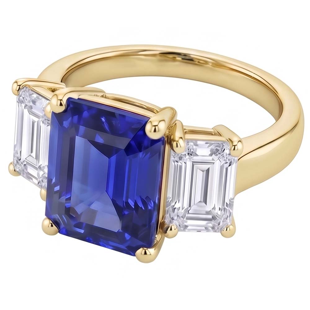 Natural Sapphire Ring 3.50ct - Yellow Gold 14K