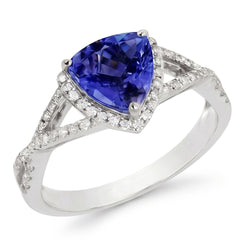 Natural Sapphire Ring 3.66ct - White Gold 14K
