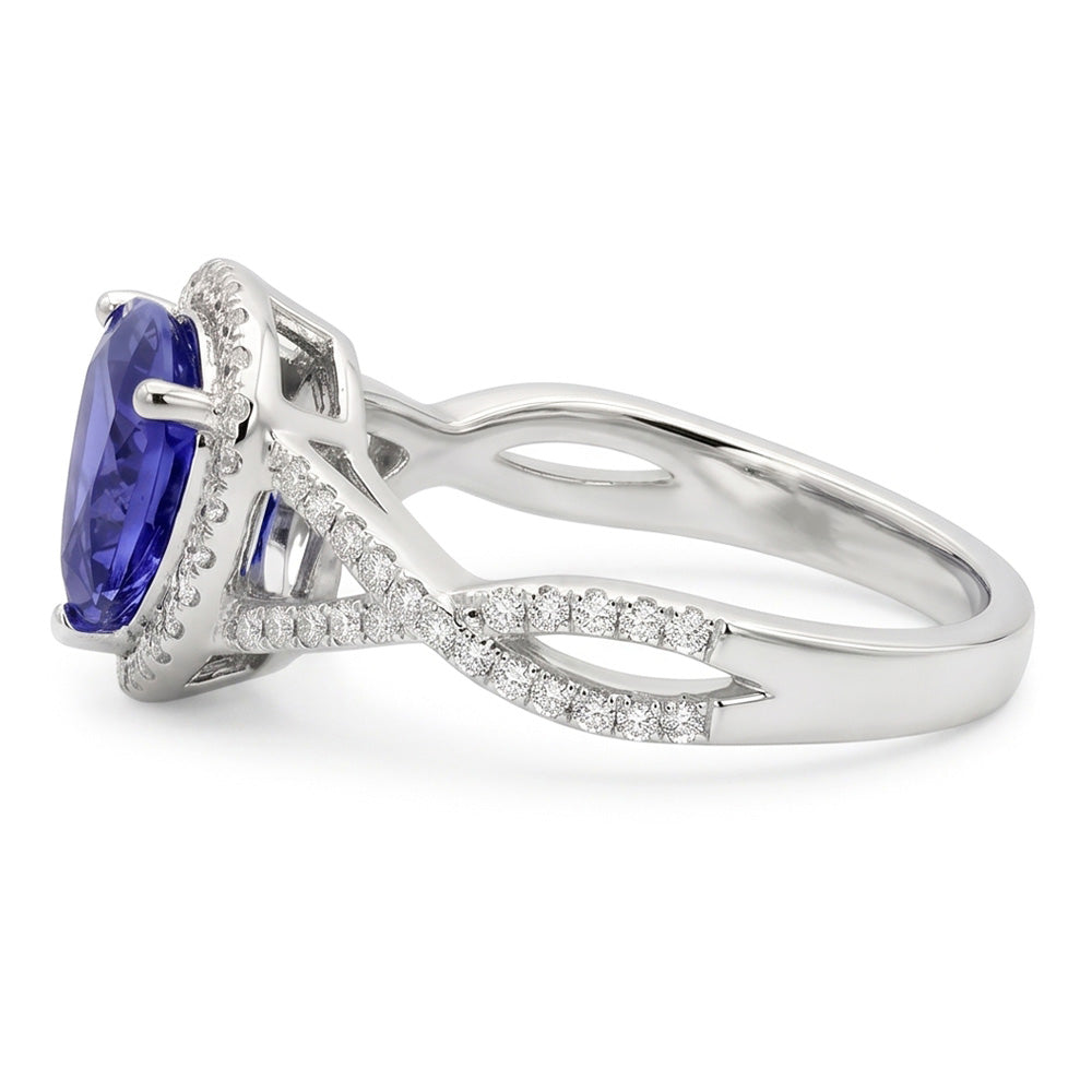 Natural Sapphire Ring 3.66ct - White Gold 14K