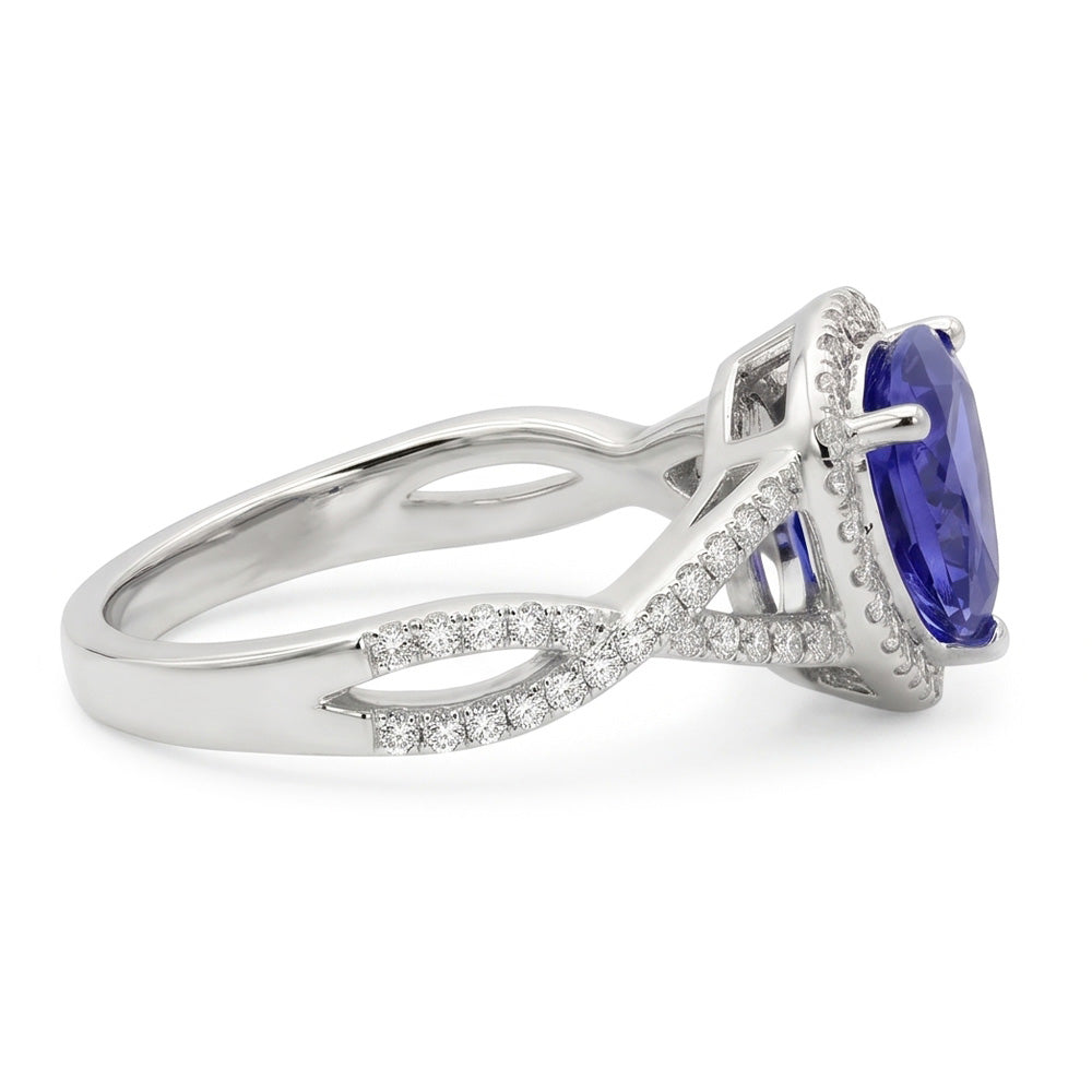 Natural Sapphire Ring 3.66ct - White Gold 14K