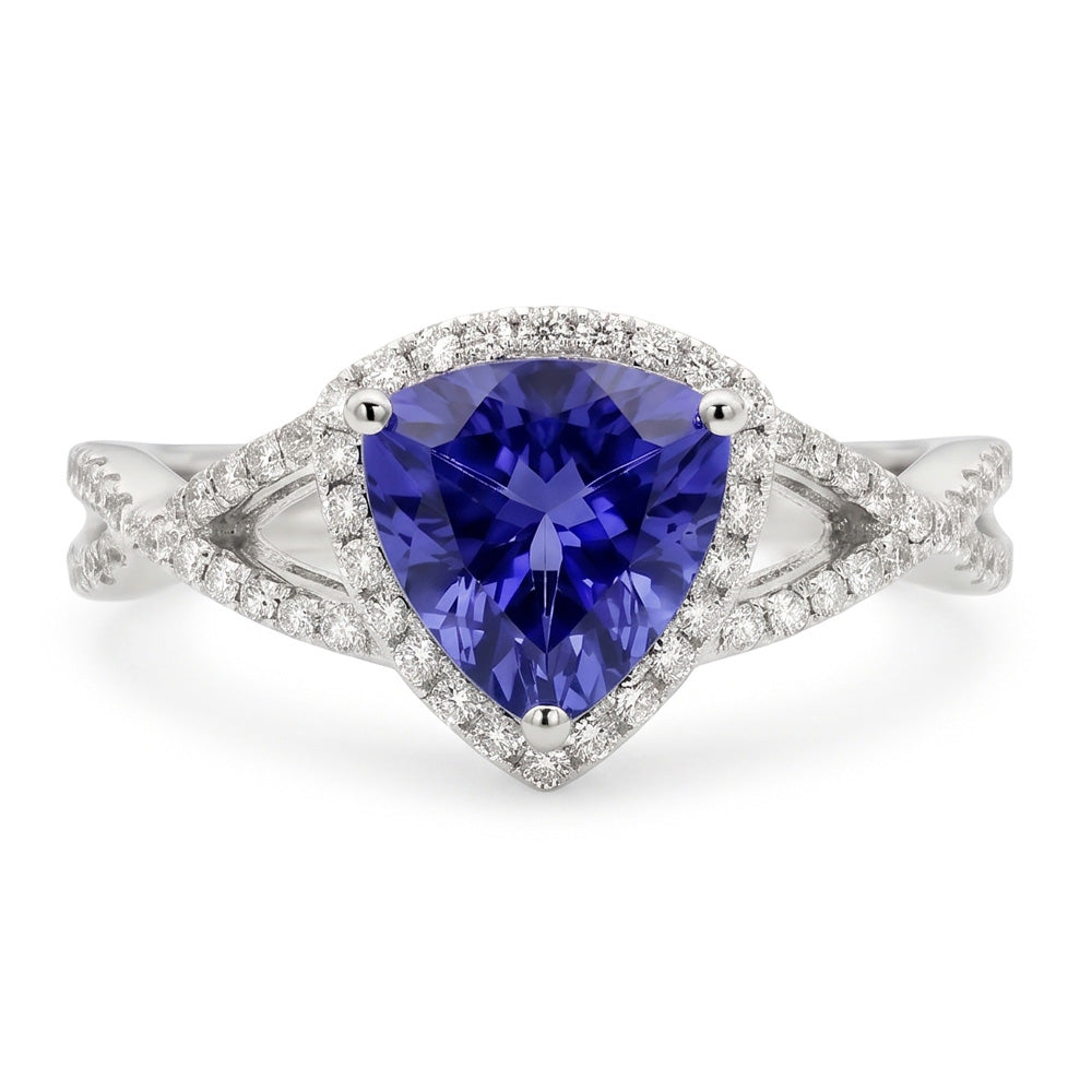 Natural Sapphire Ring 3.66ct - White Gold 14K