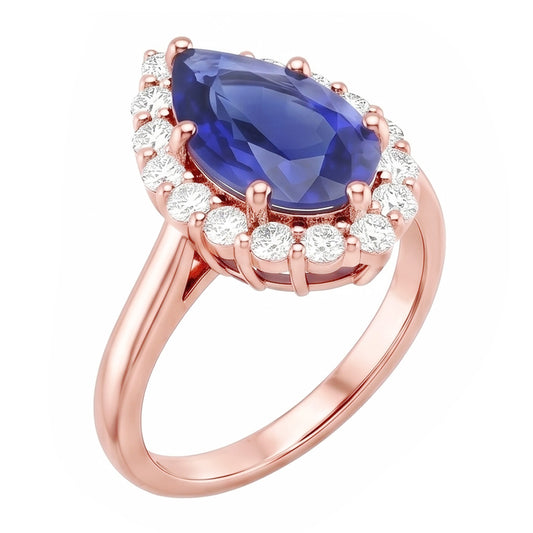 Natural Sapphire Ring 3.75ct - Rose Gold 14K
