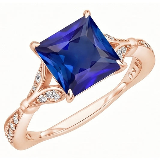 Natural Sapphire Ring 3.75ct - Rose Gold 14K