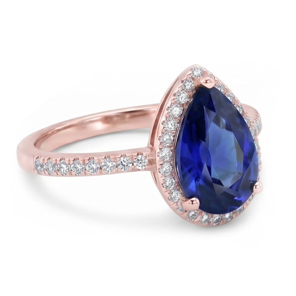 Natural Sapphire Ring 3.75ct - Rose Gold 14K