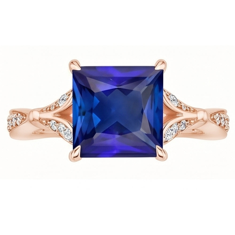 Natural Sapphire Ring 3.75ct - Rose Gold 14K