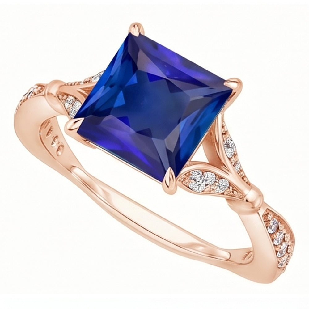 Natural Sapphire Ring 3.75ct - Rose Gold 14K
