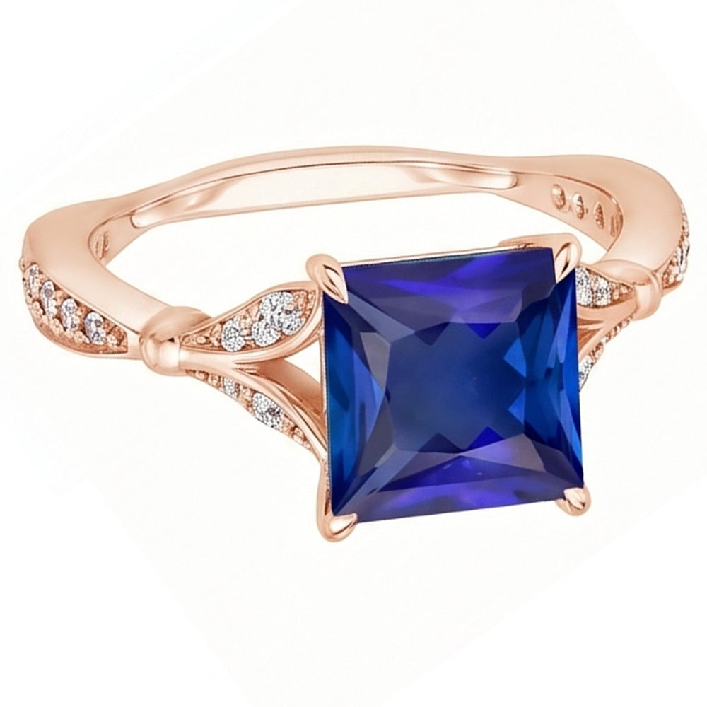 Natural Sapphire Ring 3.75ct - Rose Gold 14K