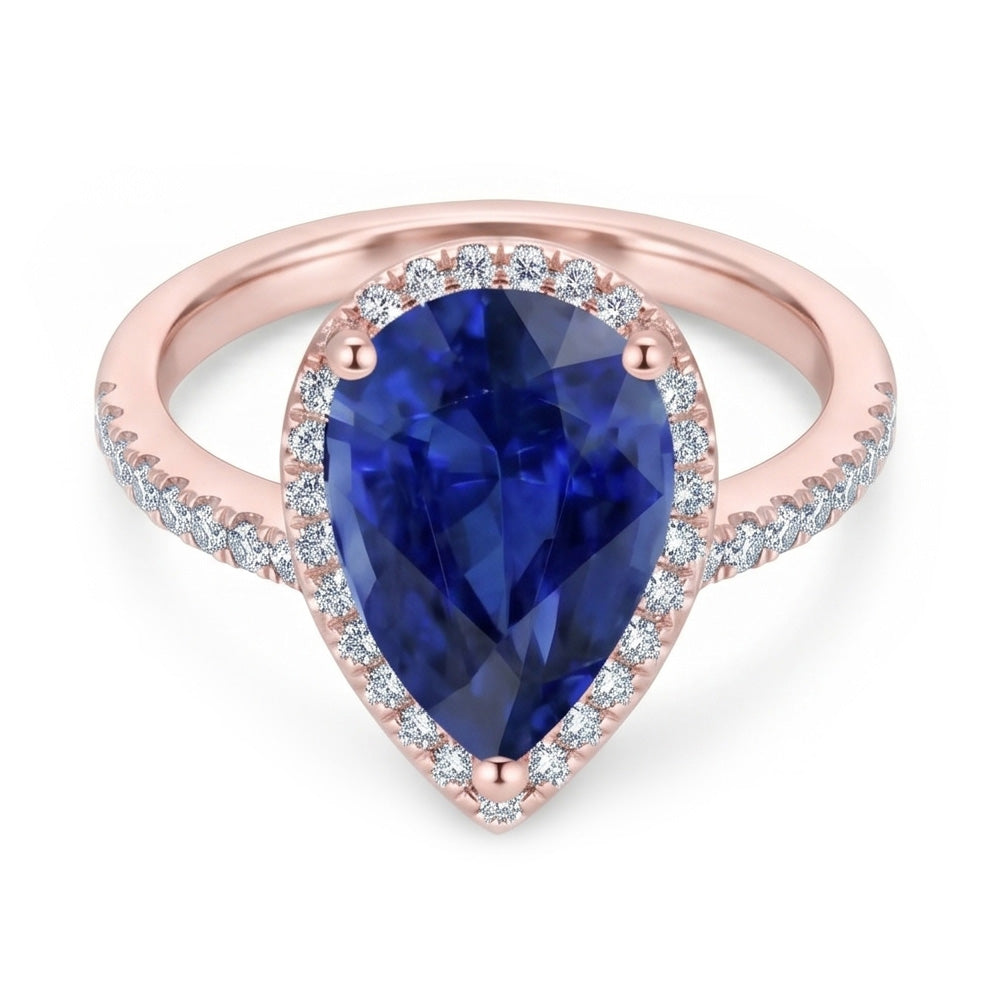 Natural Sapphire Ring 3.75ct - Rose Gold 14K