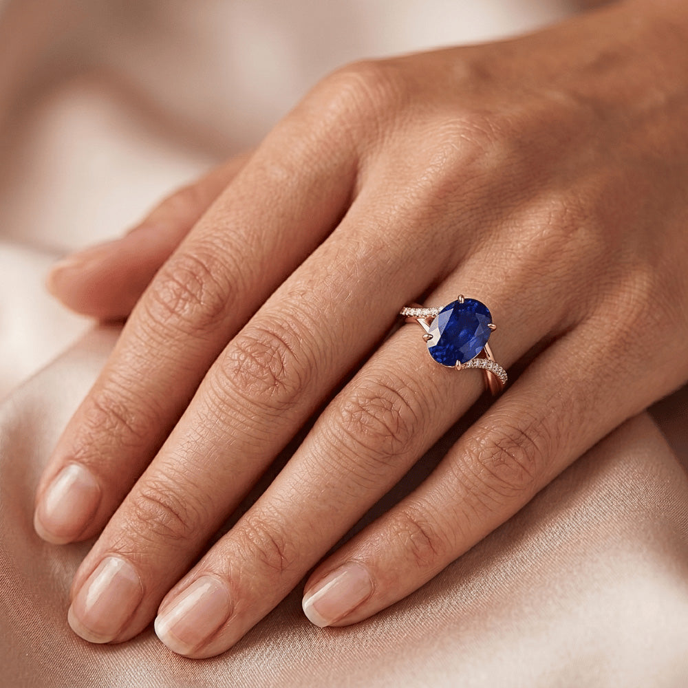 Natural Sapphire Ring 3.75ct - Rose Gold 14K