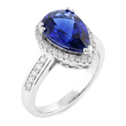 Natural Sapphire Ring 3.75ct - White Gold 14K