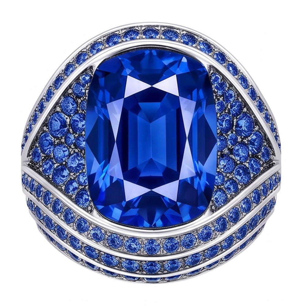Natural Sapphire Ring 3.75ct - White Gold 14K