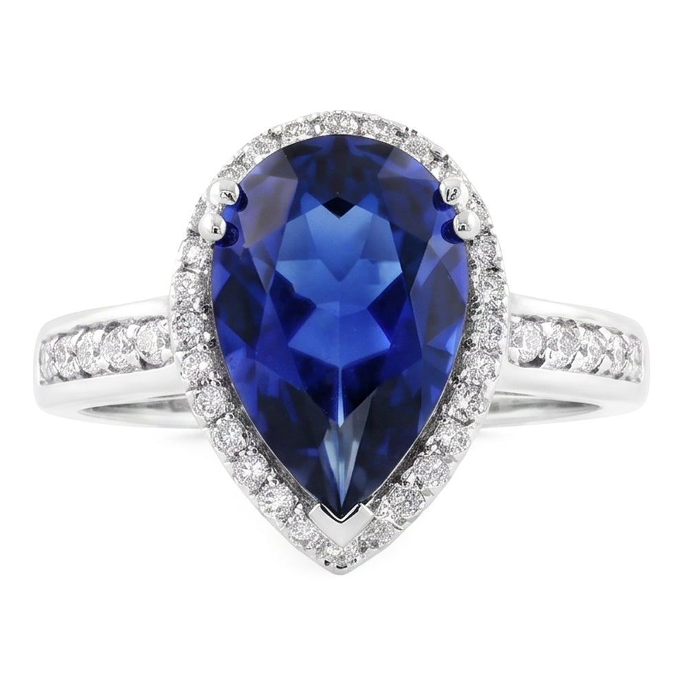 Natural Sapphire Ring 3.75ct - White Gold 14K