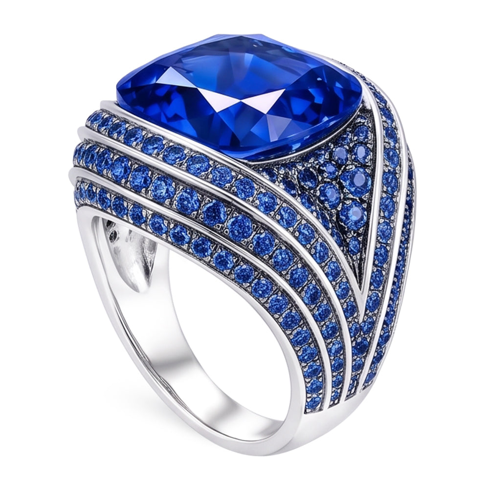 Natural Sapphire Ring 3.75ct - White Gold 14K