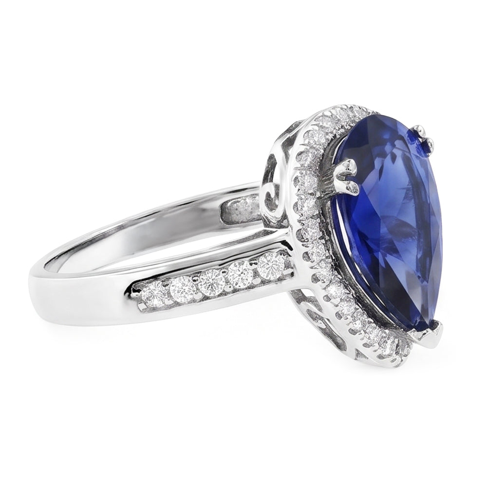 Natural Sapphire Ring 3.75ct - White Gold 14K