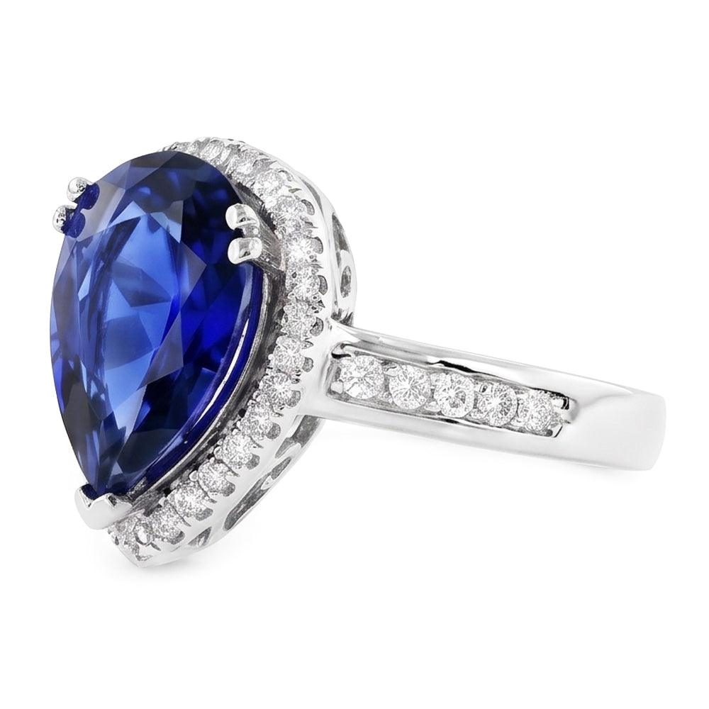 Natural Sapphire Ring 3.75ct - White Gold 14K