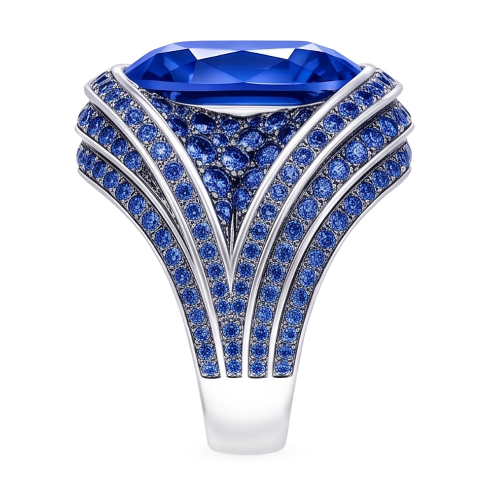 Natural Sapphire Ring 3.75ct - White Gold 14K