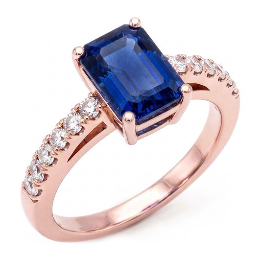 Natural Sapphire Ring 3ct - Rose Gold 14K