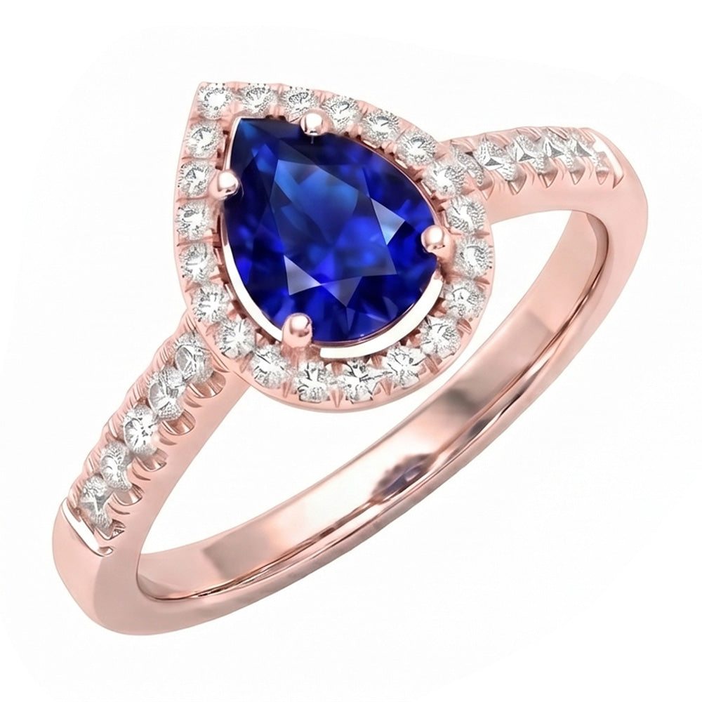 Natural Sapphire Ring 3ct - Rose Gold 14K