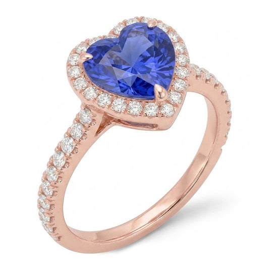 Natural Sapphire Ring 3ct - Rose Gold 14K