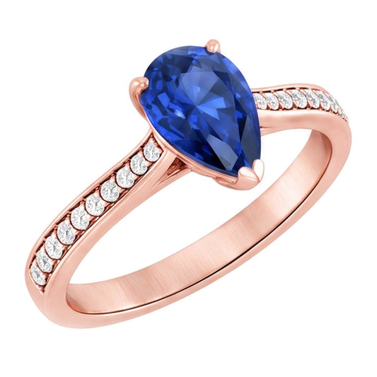 Natural Sapphire Ring 3ct - Rose Gold 14K