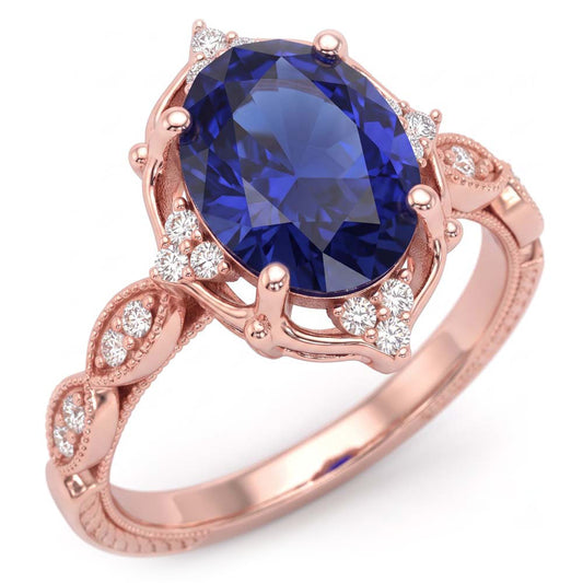Natural Sapphire Ring 3ct - Rose Gold 14K