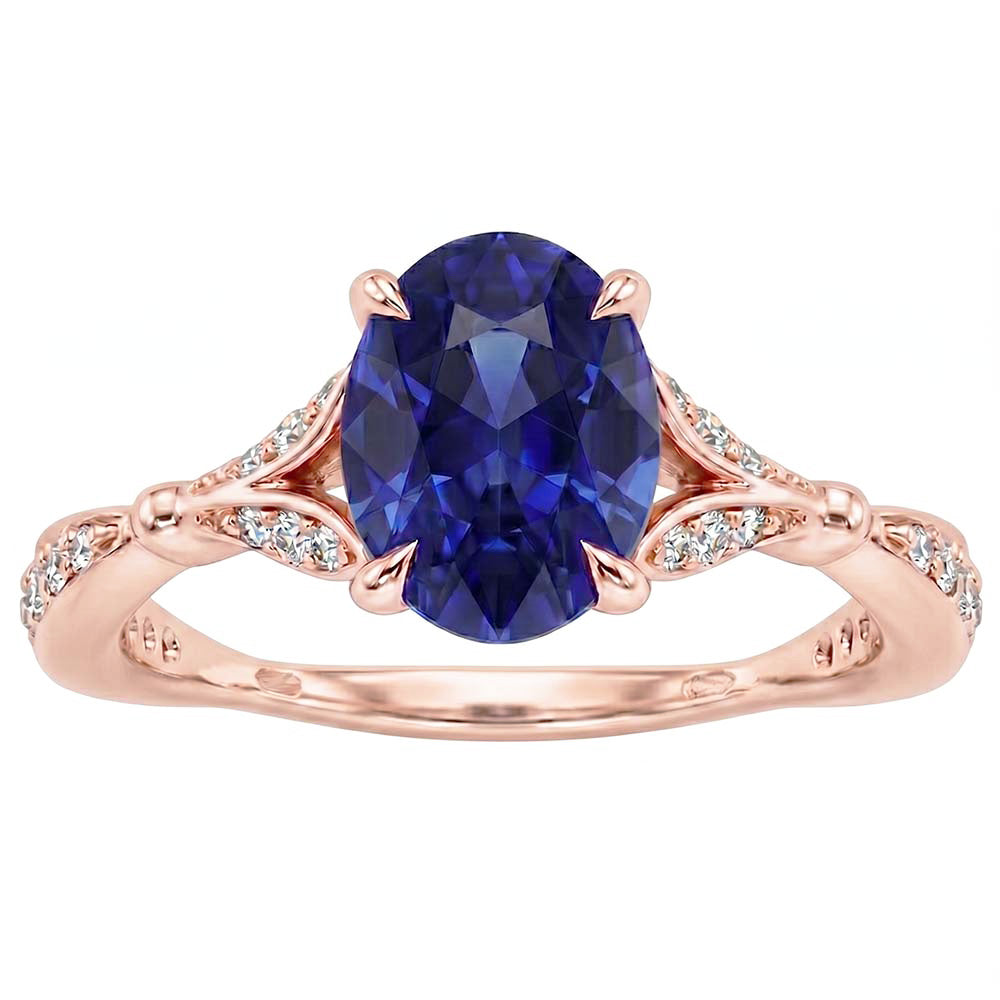 Natural Sapphire Ring 3ct - Rose Gold 14K