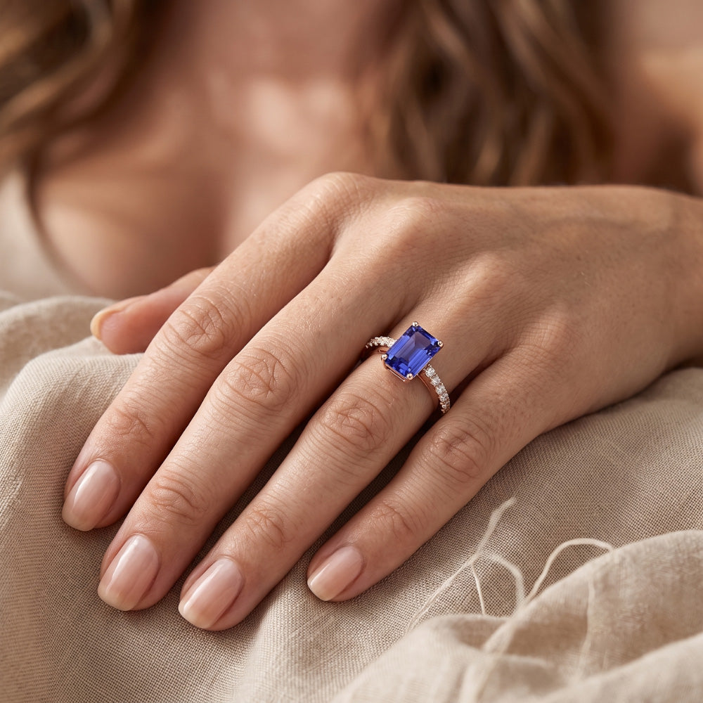 Natural Sapphire Ring 3ct - Rose Gold 14K