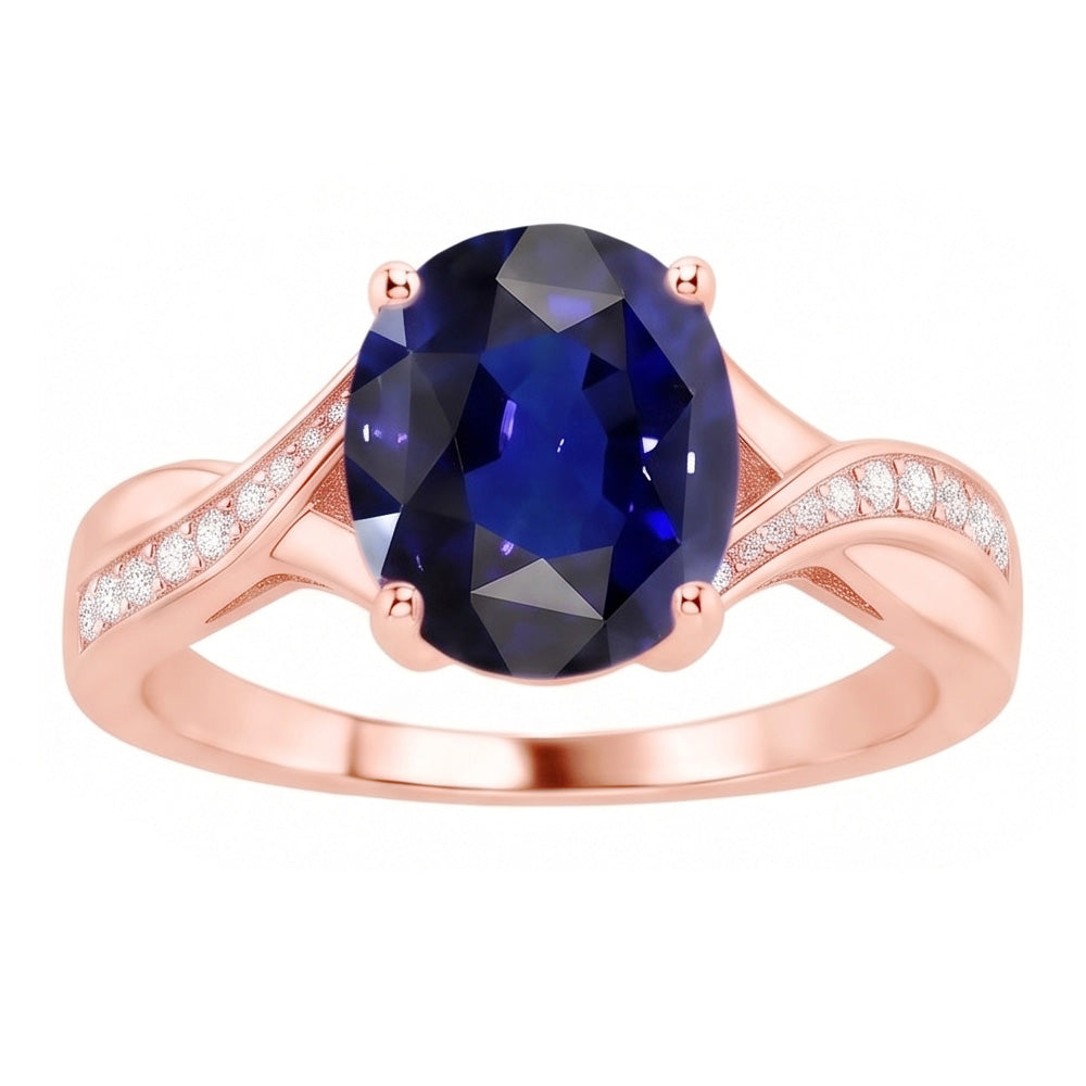 Natural Sapphire Ring 3ct - Rose Gold 14K