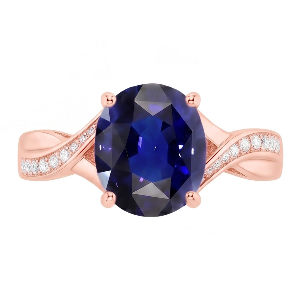 Natural Sapphire Ring 3ct - Rose Gold 14K
