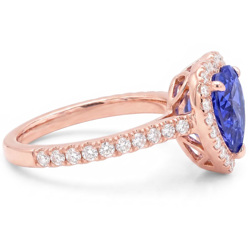Natural Sapphire Ring 3ct - Rose Gold 14K