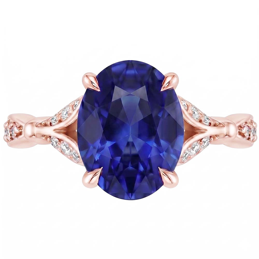 Natural Sapphire Ring 3ct - Rose Gold 14K
