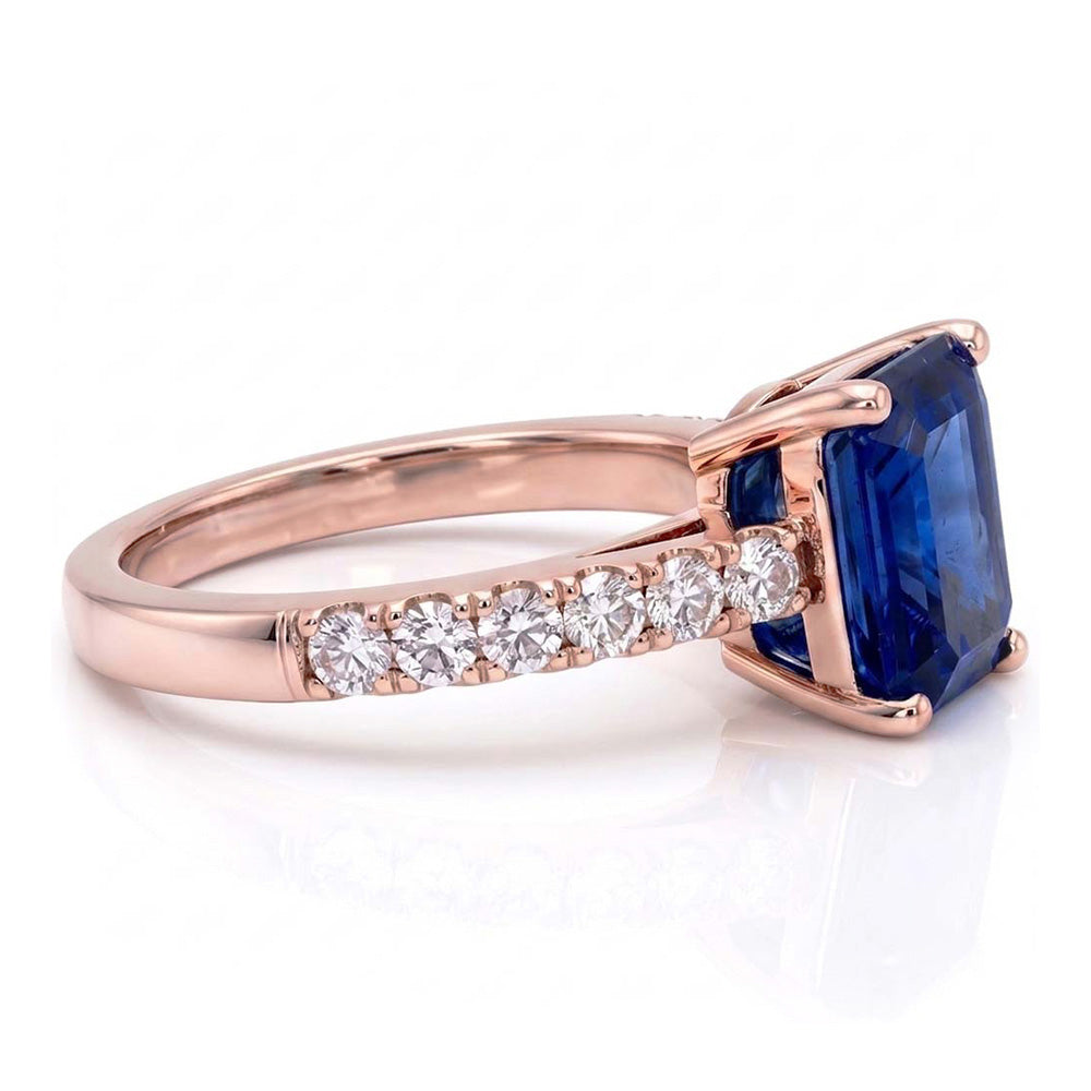 Natural Sapphire Ring 3ct - Rose Gold 14K