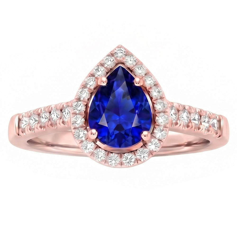 Natural Sapphire Ring 3ct - Rose Gold 14K