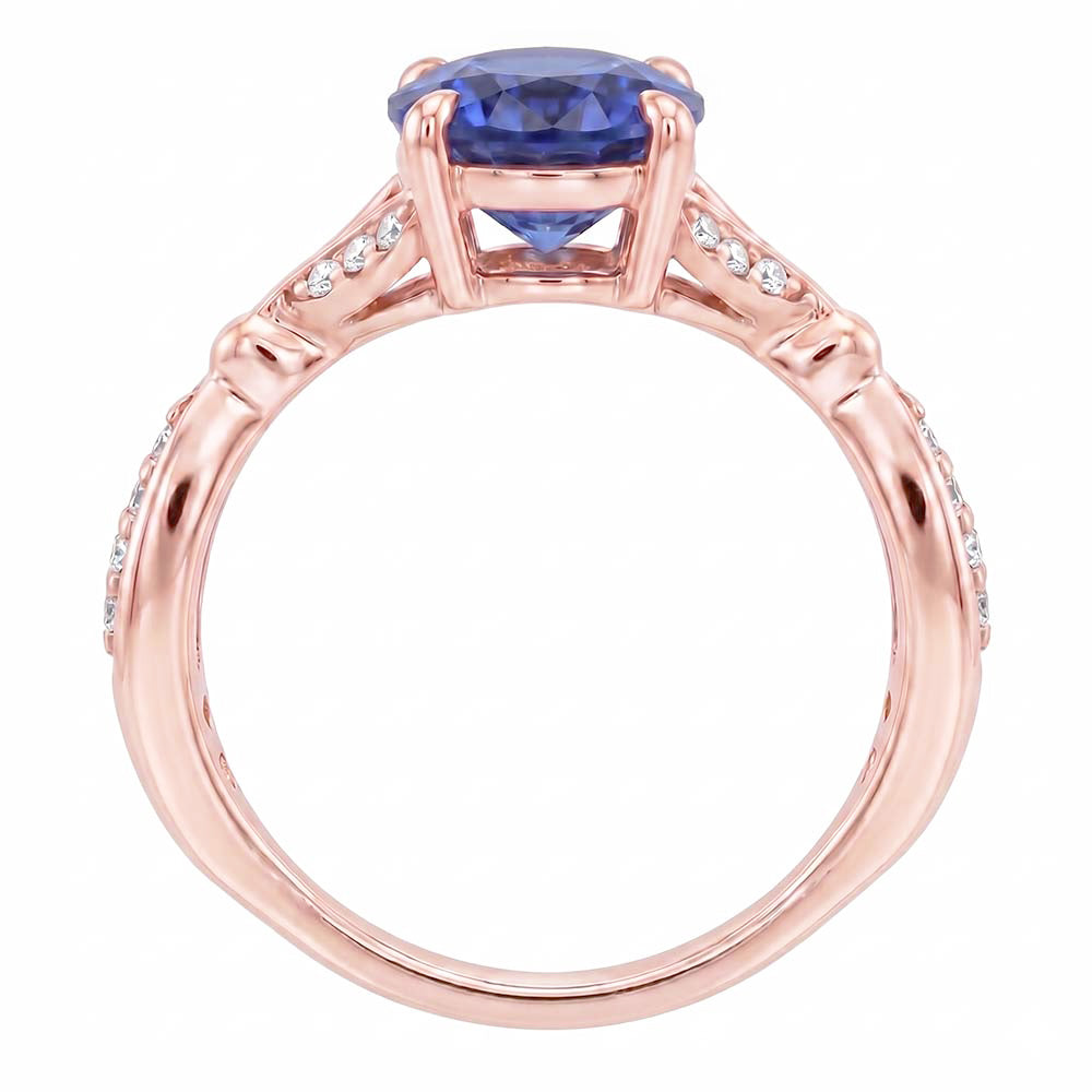 Natural Sapphire Ring 3ct - Rose Gold 14K