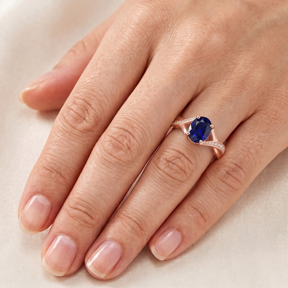 Natural Sapphire Ring 3ct - Rose Gold 14K