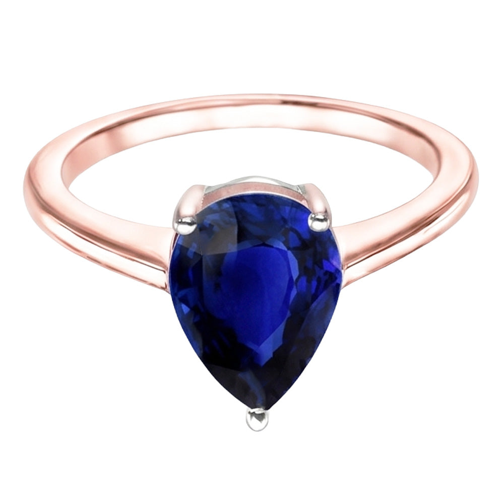 Natural Sapphire Ring 3ct - Two Tone 14K Gold