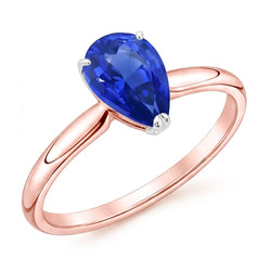 Natural Sapphire Ring 3ct - Two Tone 14K Gold