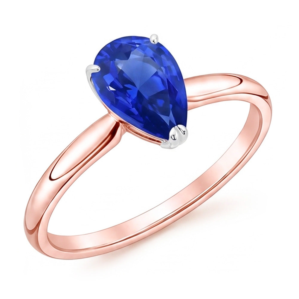 Natural Sapphire Ring 3ct - Two Tone 14K Gold