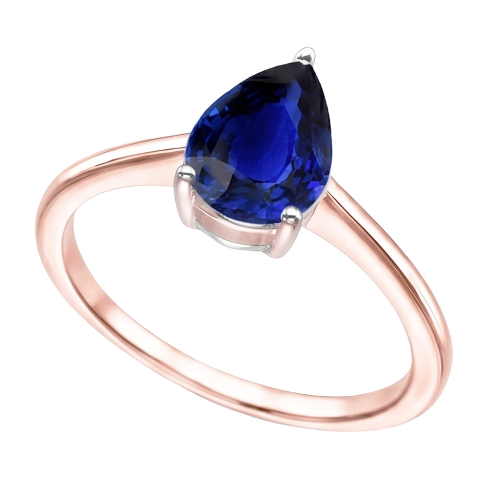 Natural Sapphire Ring 3ct - Two Tone 14K Gold