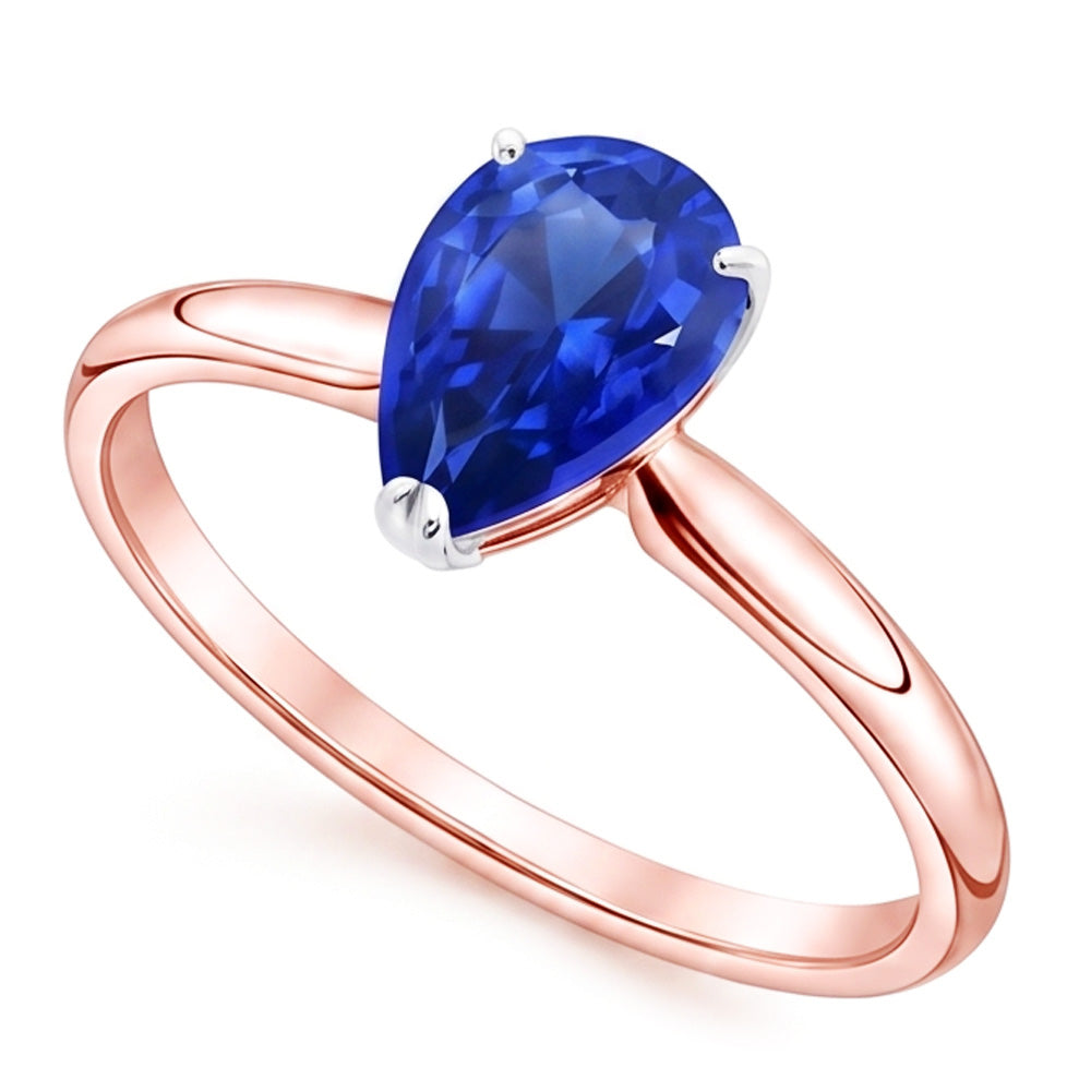 Natural Sapphire Ring 3ct - Two Tone 14K Gold