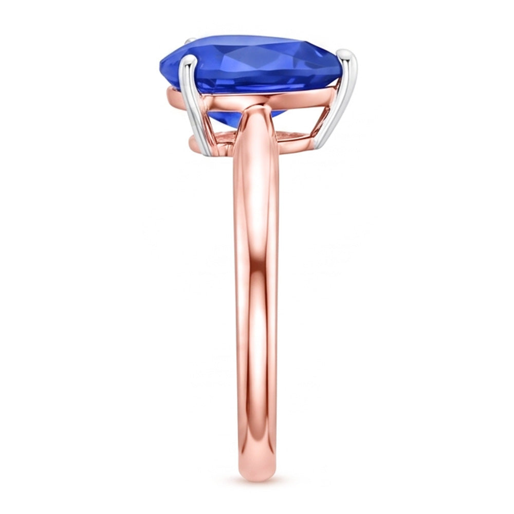 Natural Sapphire Ring 3ct - Two Tone 14K Gold