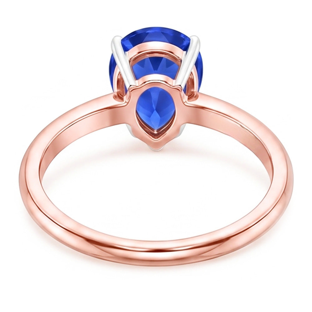 Natural Sapphire Ring 3ct - Two Tone 14K Gold