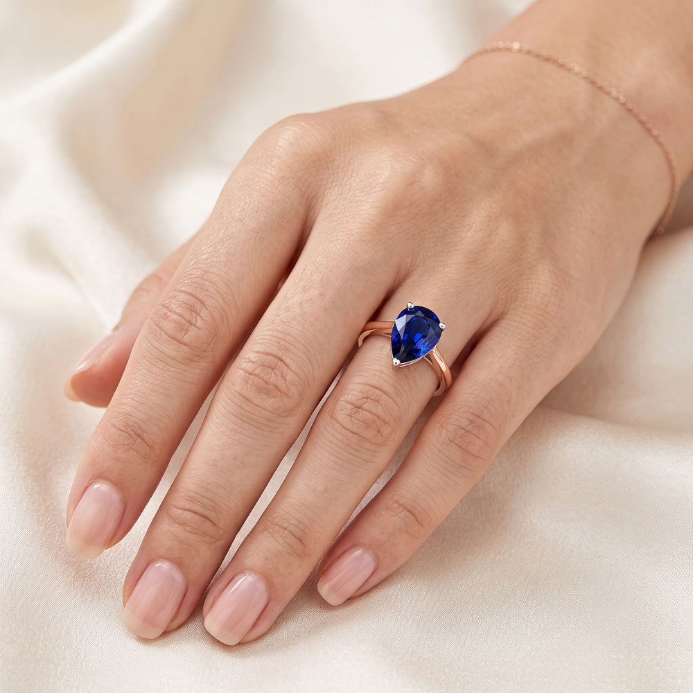 Natural Sapphire Ring 3ct - Two Tone 14K Gold