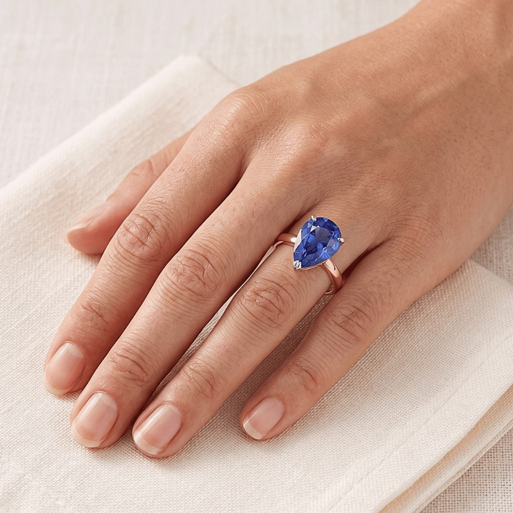 Natural Sapphire Ring 3ct - Two Tone 14K Gold