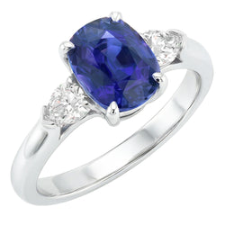Natural Sapphire Ring 3ct - White Gold 14K
