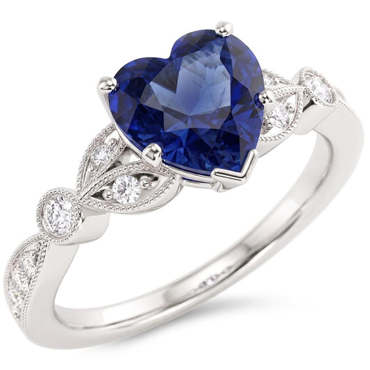 Natural Sapphire Ring 3ct - White Gold 14K