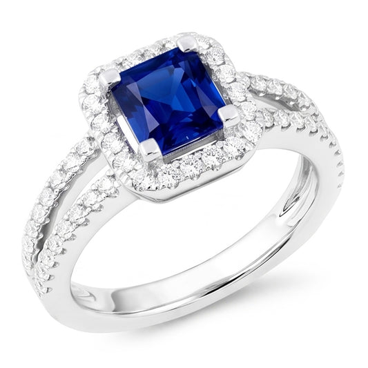Natural Sapphire Ring 3ct - White Gold 14K